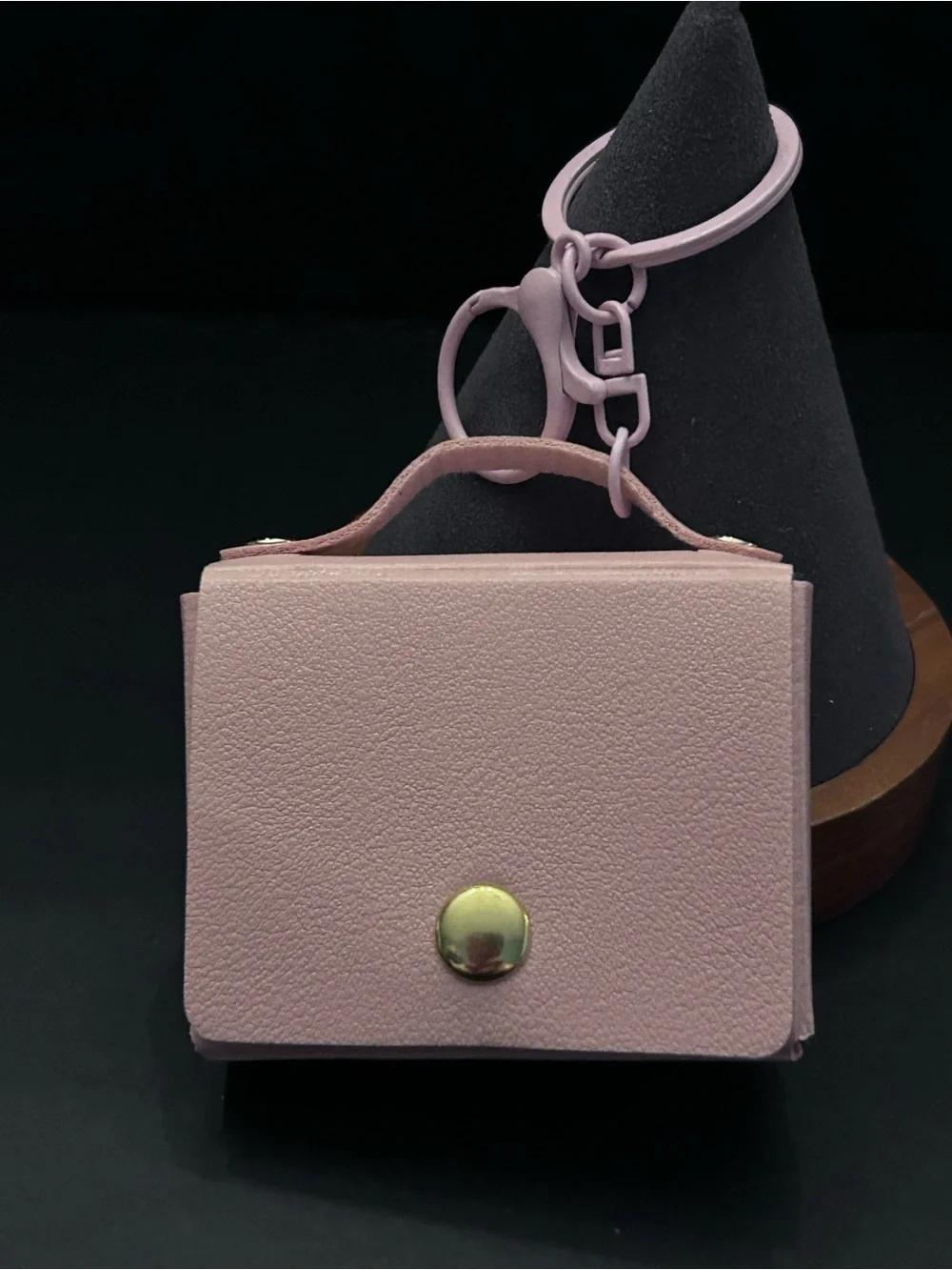 Assorted Colors Faux Leather Mini Purse Bag Charm Keychain with Gold Snap NWT